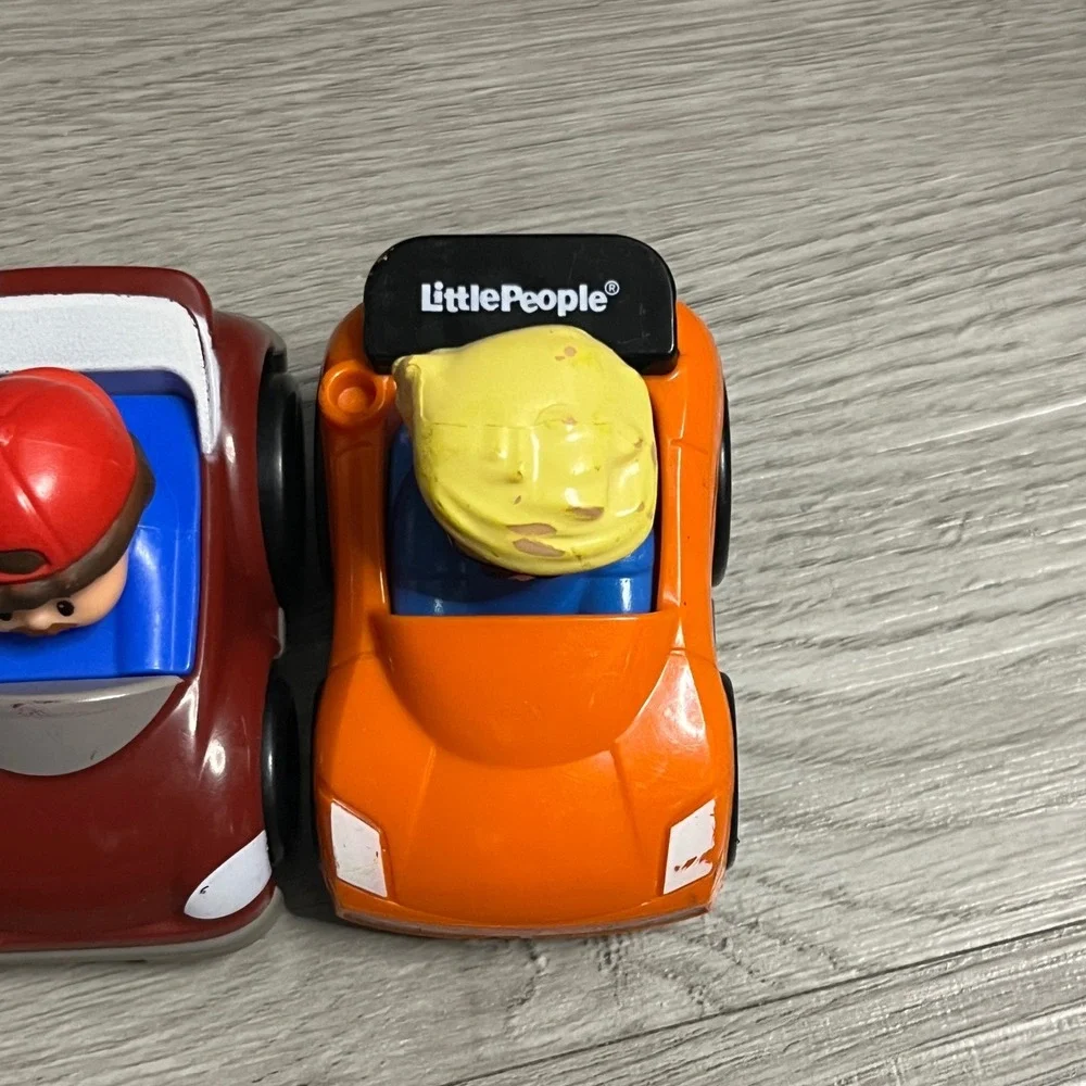 Fisher Price Little People Wheelies Vehicle Lot 3 Cars Green Maroon Orange DRH03